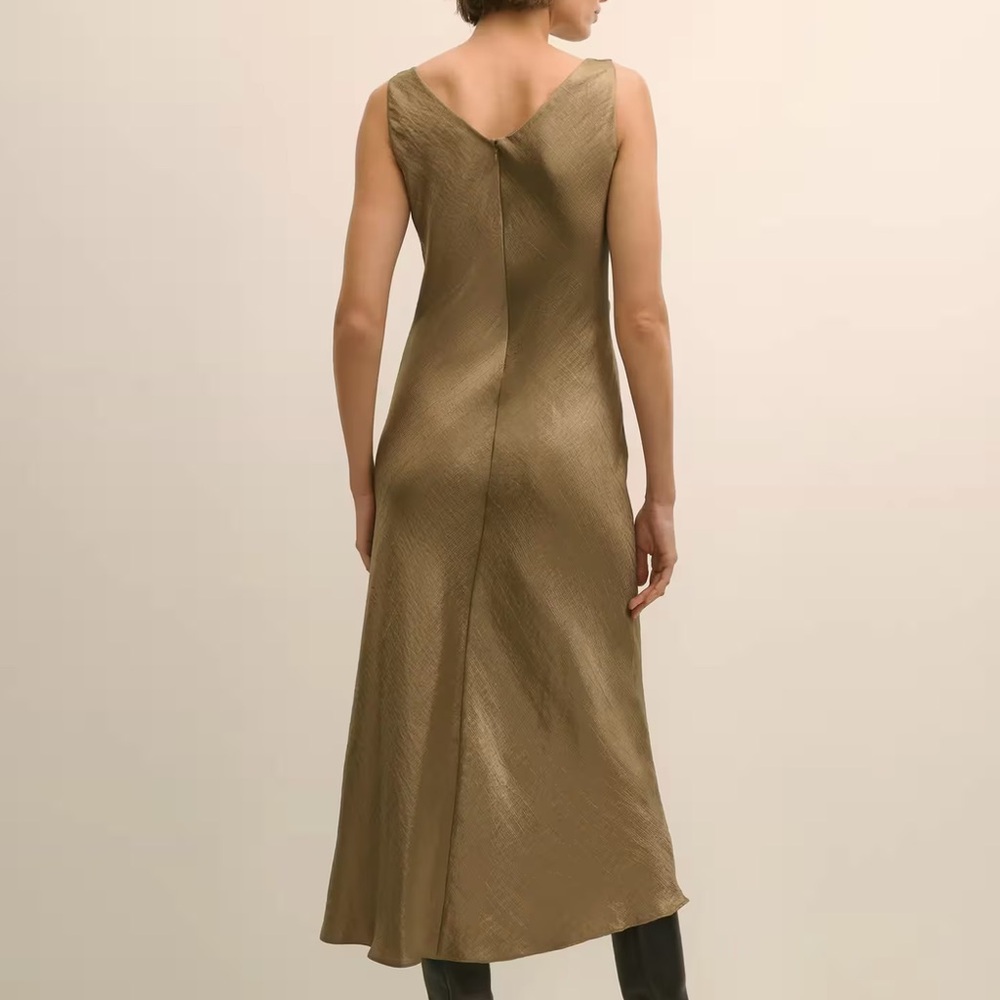 Brooks Brothers Women’s Viscose Bronze-Gold Slip Dress - Picture 3 of 4